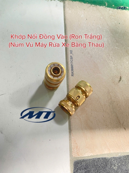 Khớp Nối Đồng Vào ( Ron Trắng) (Núm Vú Máy Rửa Xe Bằng Thau)